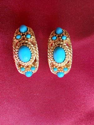 Σκουλαρίκια καινούργια τιρκουάζ και χρυσαφί