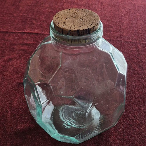 Glass jar used 2 liters hexagonal shape Italian