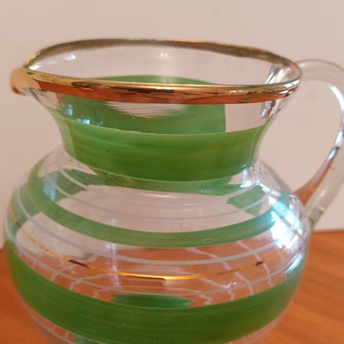 Borske Sklo Bohemia Serving Set, vintage 1960s emerald green