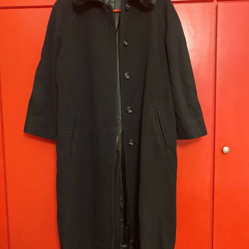Vintage women's long black coat Carol like new, size XL+