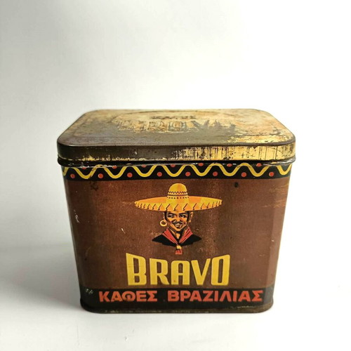 Old Bravo coffee Brazil tin box used