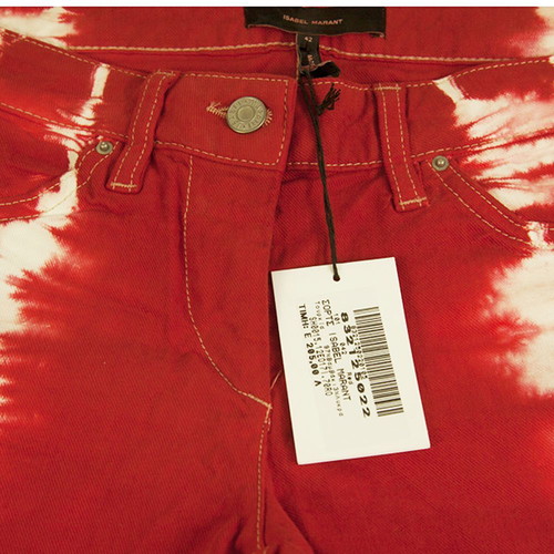 Isabel Marant cotton tie dye denim shorts used, size 42, red and white