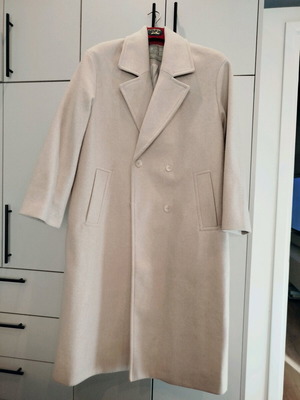 Beige Amisu mélange coat with wool texture like new, size XXL