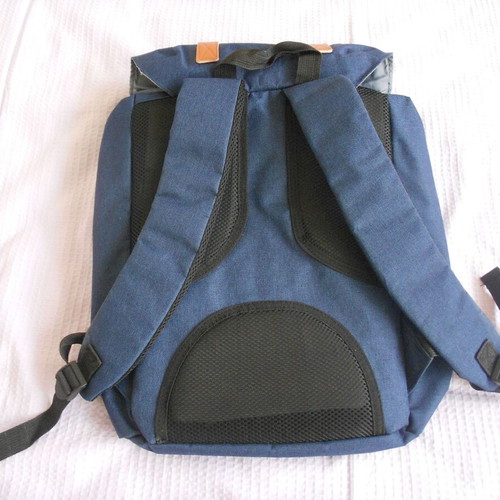 Backpack like new, dark blue with brown details