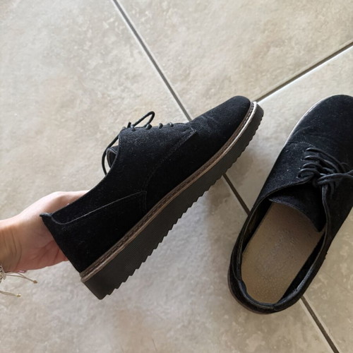 Black women's loafers with laces, size 38