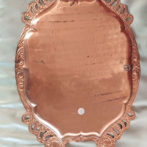 Copper serving tray used with Istanbul landmarks and floral designs