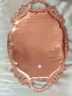 Copper serving tray used with Istanbul landmarks and floral designs