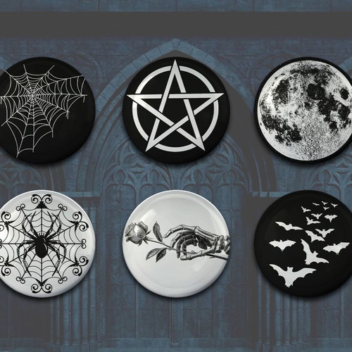 Gothic pin set 6 pieces 3 cm new