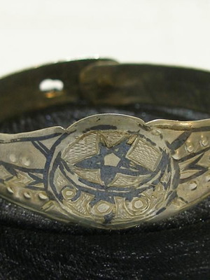 Ottoman silver bracelet 19th century with carved details and sabati enamel