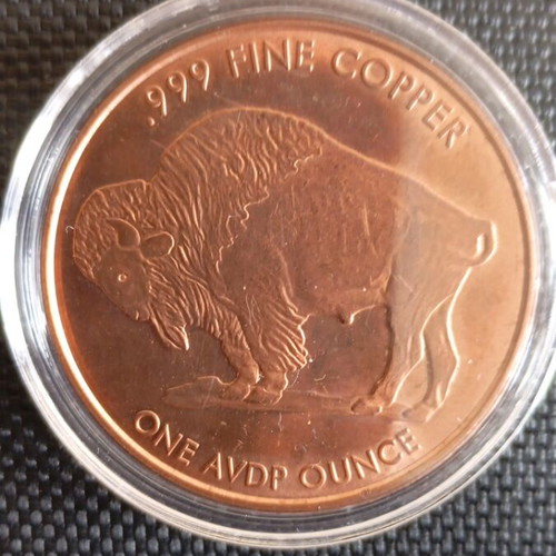 Buffalo collectible coin one ounce fine copper 999 like new