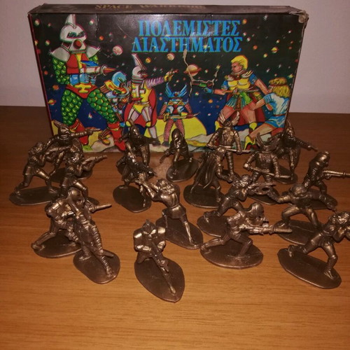 Solpa rare Greek space warrior figures used, set of 24 with box