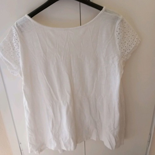 Cotton blouse white with guipure fabric used, size XL