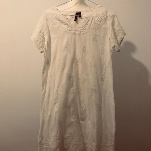 Mango cotton tunic dress white size S new with romantic embroidery
