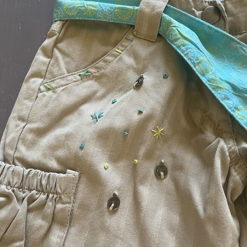 Orchestra girls' pants size 98 cm, beige and turquoise