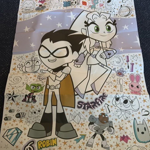 Robin and Starfire craft set like new with stickers and crayons