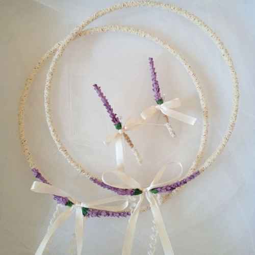 Handmade wedding crowns new with lavender decoration and boutonnieres