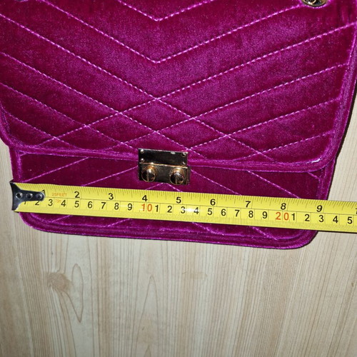 Velvet shoulder bag new, fuchsia color