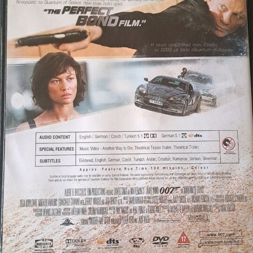 Quantum of Solace DVD used, action adventure movie with subtitles