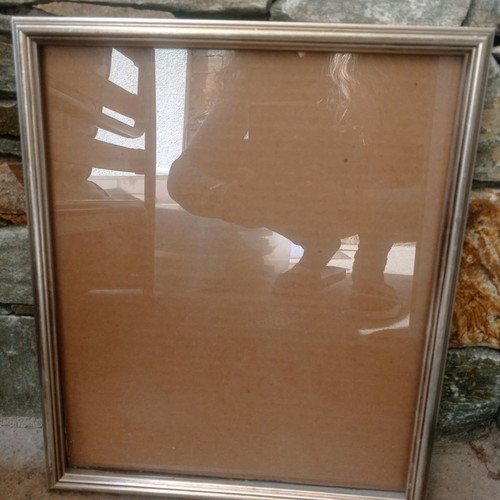 Large silver photo frame used, size 36x31 cm