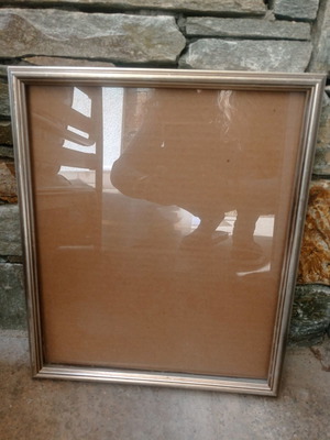 Large silver photo frame used, size 36x31 cm