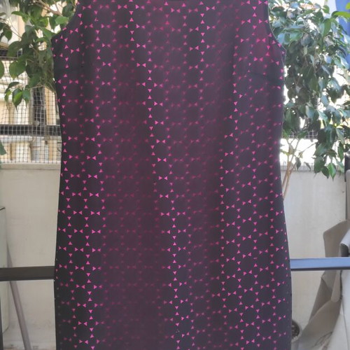 Estel midi sleeveless dress with geometric lace pattern, black and pink, size S 44