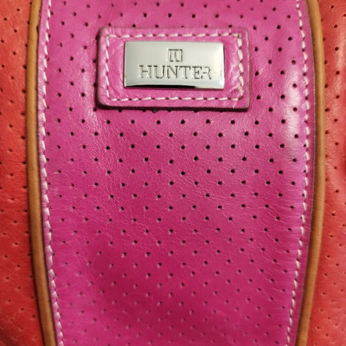 Hunter shoulder bag like new, red leather with pink stripe