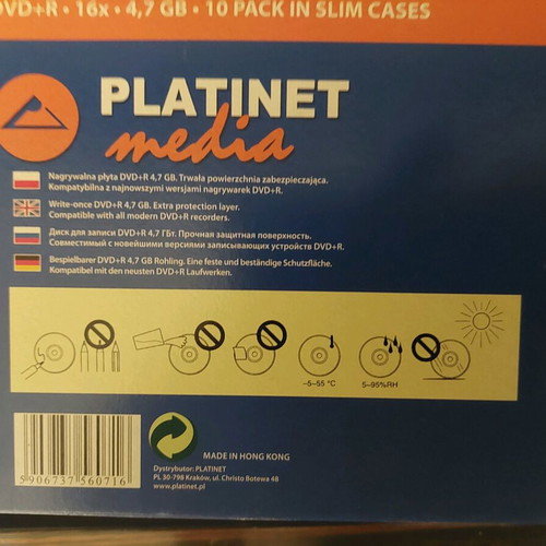 Platinet DVD+R 16x sealed pack of 10 like new