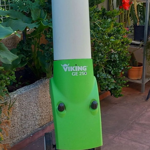Viking GE250 electric branch shredder used with angled hopper