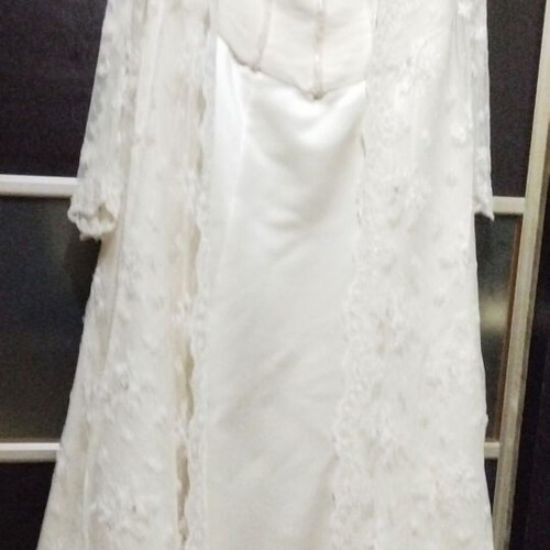 Wedding dress new, strapless satin with handmade lace XXL