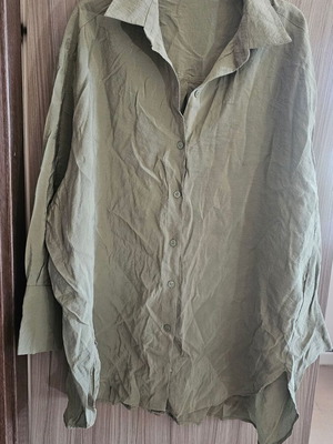 Γυναικείο πουκάμισο Zara oversize, χακί πράσινο, XS
