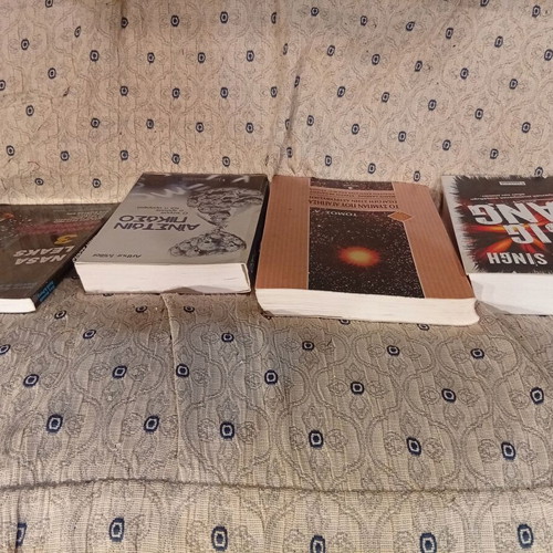 Science book set used, 4 titles including Big Bang, Einstein Picasso, NASA leaks