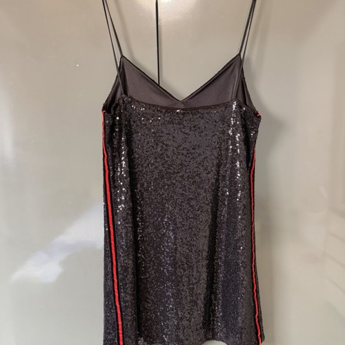 Slip dress with sequins and red stripe size L like new