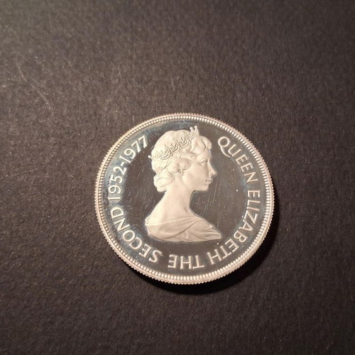 Silver coin Tristan da Cunha 25 pence 1977 like new