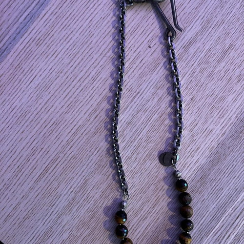 Wallet chain with tiger eye stone beads, like new
