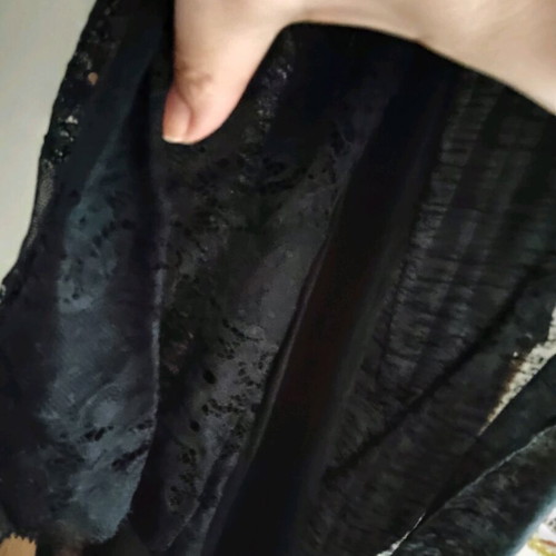 Shiny formal blouse small like new, black with sequins and lace