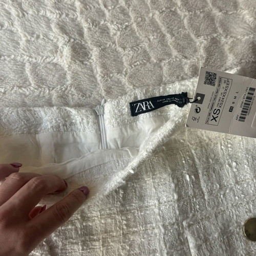 Zara White Textured Mini Skirt New with Tags Size XS