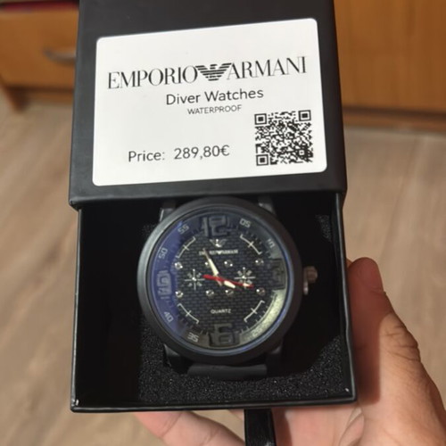 Emporio Armani men's watch new, waterproof, stainless steel, black
