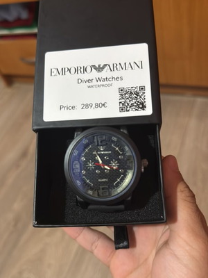 Emporio Armani men's watch new, waterproof, stainless steel, black