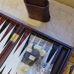 Magnetic backgammon in leather case, new