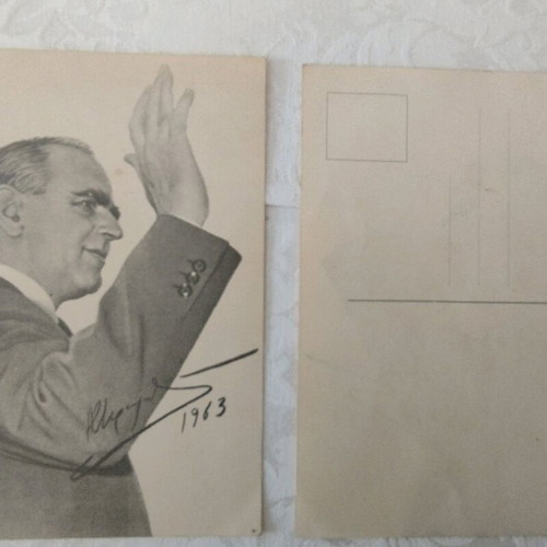 Konstantinos Karamanlis collectible postcard used, year 1963