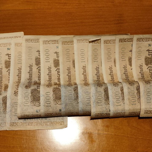 German collectible banknotes used, pack of 11, dated 21/04/1910