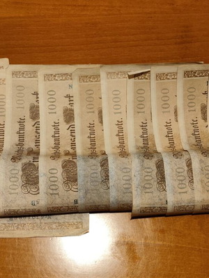 German collectible banknotes used, pack of 11, dated 21/04/1910