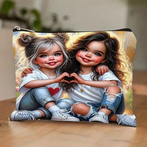 Toiletry bag with two cute girls new