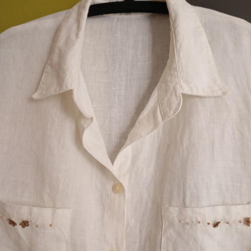 Linen women's shirt size L/XL, white