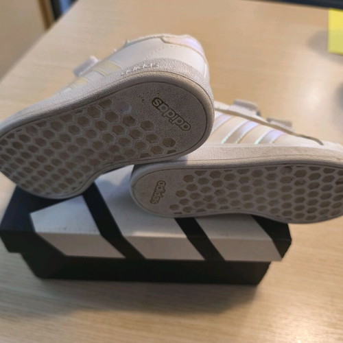Adidas girls' athletic shoes like new, size 24, white pink
