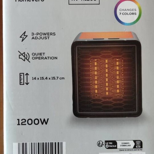 HomeVero HV-H1200 heater like new with 3 power levels and decorative light