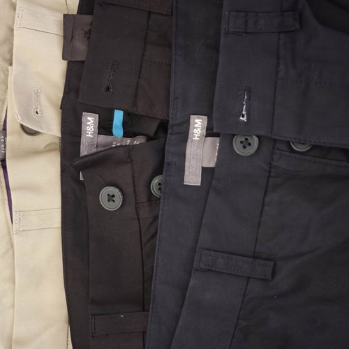 H&M men's pants, size M, beige and dark blue, set of three