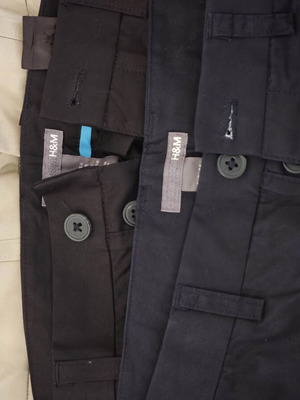 H&M men's pants, size M, beige and dark blue, set of three