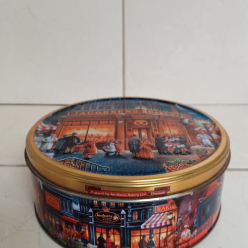 Metal Collectible Box Jacobsens Bakery's with Vintage Embossed Lid