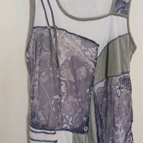 Vintage Patchwork Mini Dress/Tunic C'Fait Pour Vous like new, gray and purple